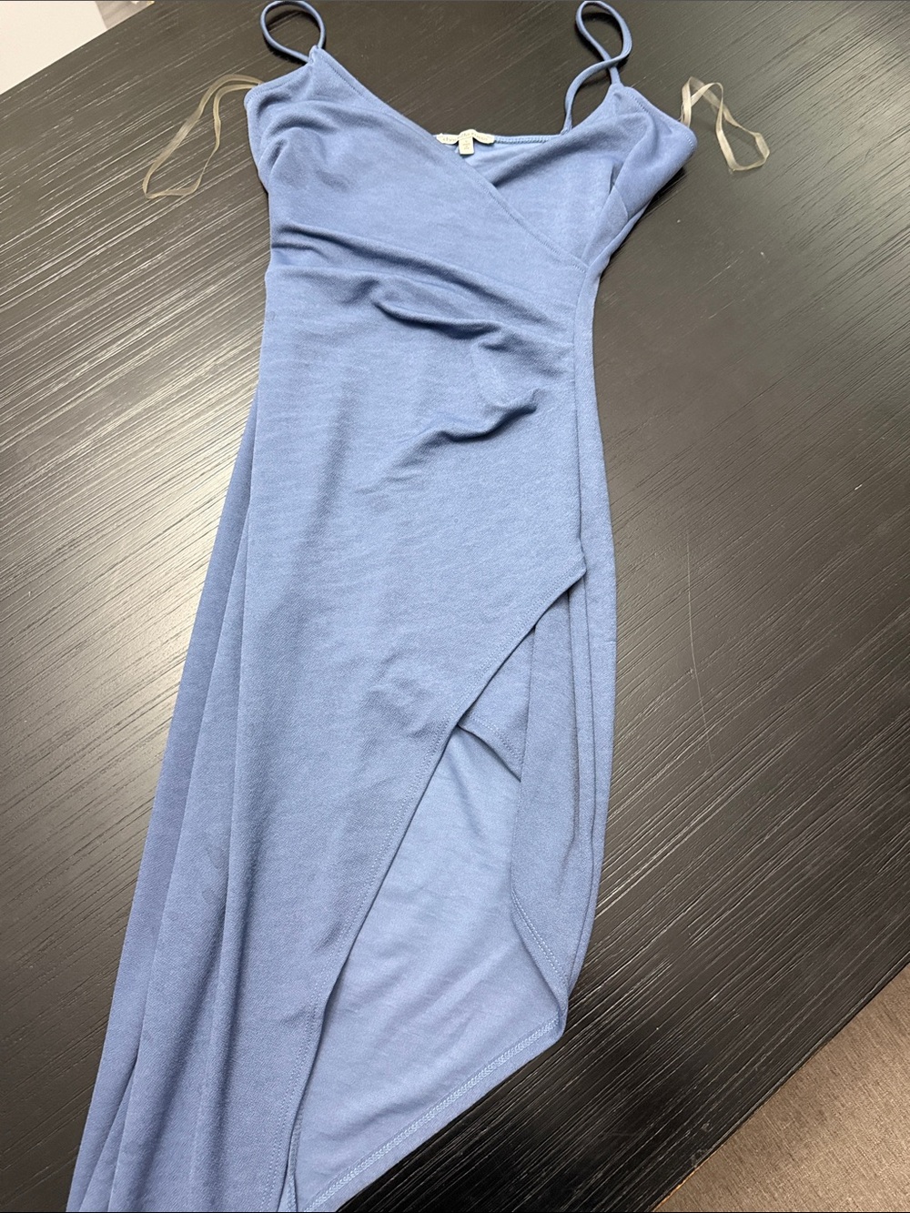 Charlotte Russe Dusty Blue Asymmetrical Wrap Midi Dress